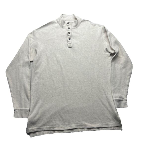 Duluth Trading Co Mens Size Large Tall Ivory Thermal Henley Shirt Heavyweight - Picture 1 of 9